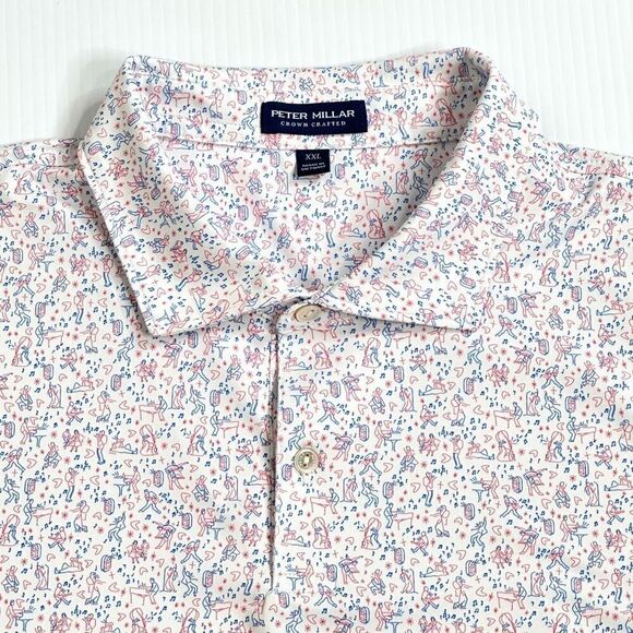 Peter Millar Crown Crafted East Coast Swing Polo Shirt Rockabilly Print XXL 4Jul - Picture 4 of 12